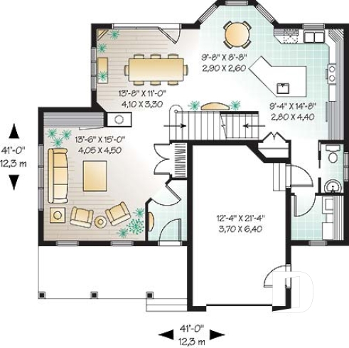Rez-de-chaussée - Maison champêtre, coin déjeuner, aire ouverte, garage simple, 3 chambres - Violane