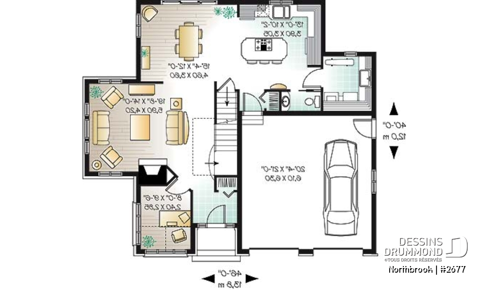 Rez-de-chaussée - Plan de maison à 2 étages, garage double, 4 chambres, bureau à domicile, suite des maîtres - Northbrook