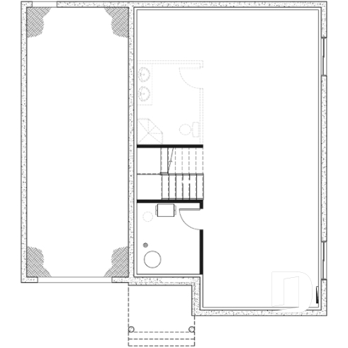 Sous-sol - Plan de maison à étage 3 chambres, garage, grande cuisine, garde-manger, vestiaire - Augusta 3