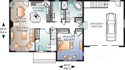 Rez-de-chaussée - Maison champêtre simple, 3 à 4 chambres, garage double, espace boni & 2 séjours, beaucoup de lumière - Russell