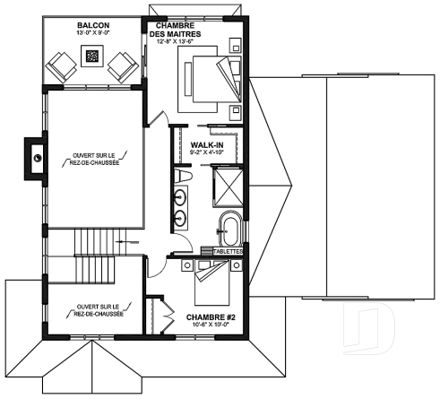 Étage - Maison à étage 2 à 4 chambres, garage, garde-manger, terrasse abritée, bureau, sous-sol aménagé optionnel ($) - Rocheleau