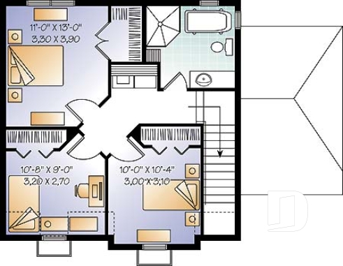 Étage - Plan de maison style victorien à étages, 3 chambres, bureau à domicile de bon format  - Victorien 2