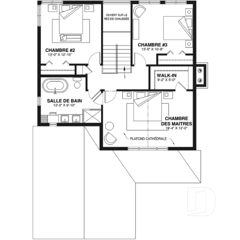 Étage - Maison pour terrain étroit, garage avec accès par la buanderie, 3 grandes chambres, grand salon avec foyer - Kelowna