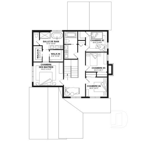 Étage - Plan de maison champêtre 4 à 5 chambres, garage, bureau, terrasse abritée et belle suite des parents - Kelowna 2