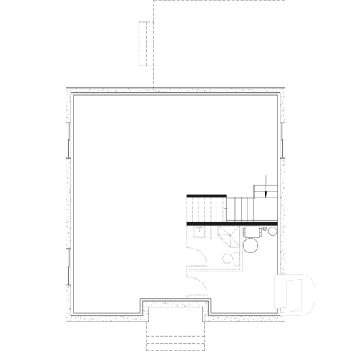 Sous-sol aménageable - Plan maison farmhouse moderne 4 chambres, plafond 9' au r-d-c, garde-manger, salle à dîner formelle - Basque
