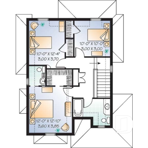 Étage - Plan de maison Tudor, 3 chambres, grand salon avec foyer, coin déjeuner, suite des maîtres à l'étage - Aurogle