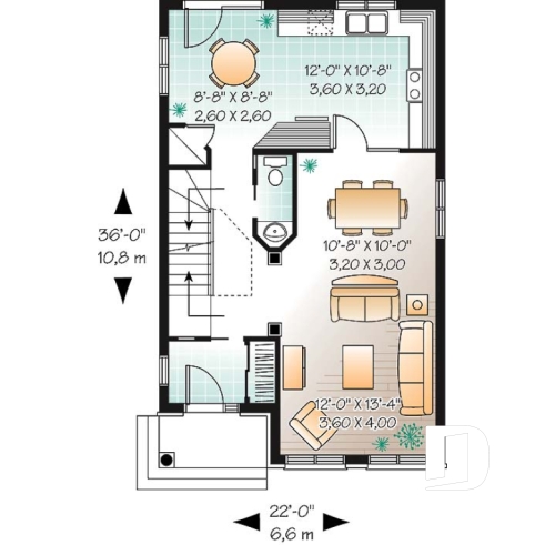 Rez-de-chaussée - Plan de maison économique, 3 chambres, espace dînette tout en lumière, buanderie à l'étage, walk-in - Colter
