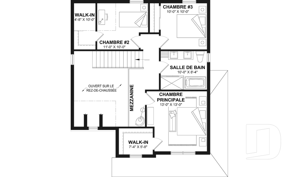 Étage - Maison avec mezzanine, 3 chambres, buanderie au r-d-c, bien fenêtrée - Hanout