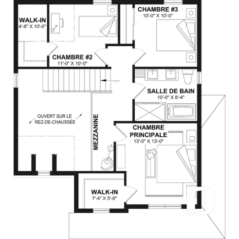 Étage - Maison avec mezzanine, 3 chambres, buanderie au r-d-c, bien fenêtrée - Hanout