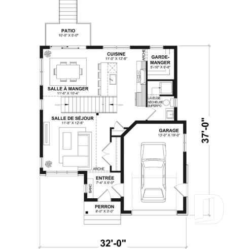 Rez-de-chaussée - Maison avec mezzanine, 3 chambres, buanderie au r-d-c, bien fenêtrée - Hanout