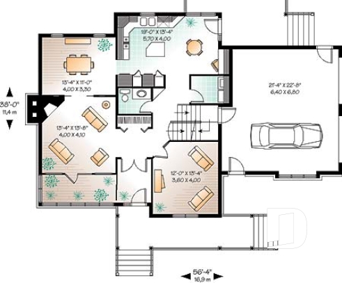 Rez-de-chaussée - Séjour & cuisine remarquable, solarium, maison de 3 ou 4 chambres ou bureau, garage double - Rosie