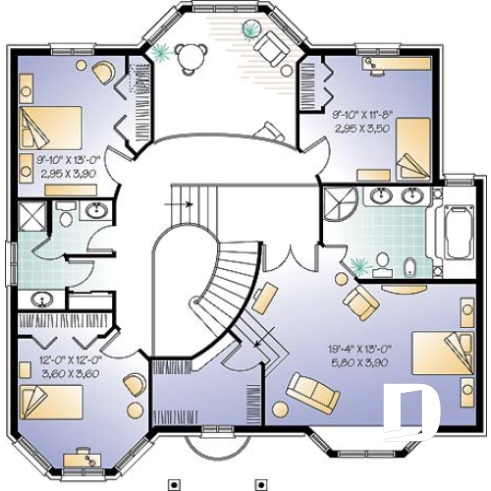 Étage - Maison de style château, 4 chambres incluant une grande suite des parents - Rocroy