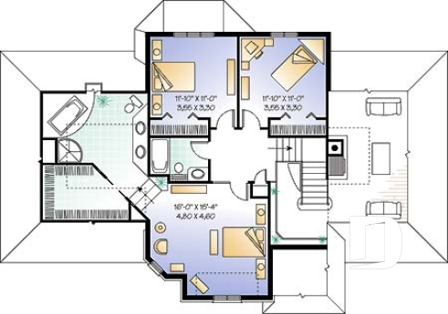 Étage - Maison avec salon spectaculaire, cuisine avec grand îlot, foyer, bureau, 3 à 4 chambres, grande suite parents - Roberval