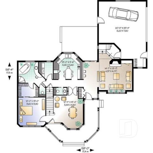 Rez-de-chaussée - Plan de maison avec 4 à 5 chambres, 3.5 salles de bain, garage double, chambre maître au rez-de-chaussée - Portico 3