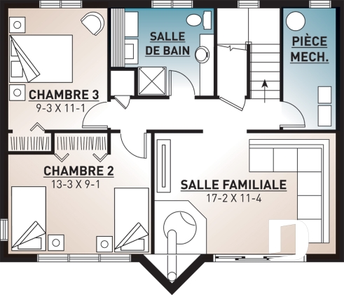 Sous-sol - Plan de chalet rustique, 3 à 4 chambres, cathédrale & loft, mezzanine, 2 foyers, grande terrasse vue superbe - Skybridge