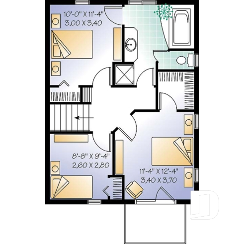 Étage option 2 - Plan de maison champêtre avec option de 2 ou 3 chambres, belle lumière naturelle, garage - Larch Lake