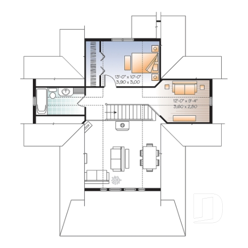 Étage - Plan de maison / chalet, superbe suite des maîtres au rdc, plancher ouvert, mezzanine, fondation rez-de-jardin - Drummond Vistas