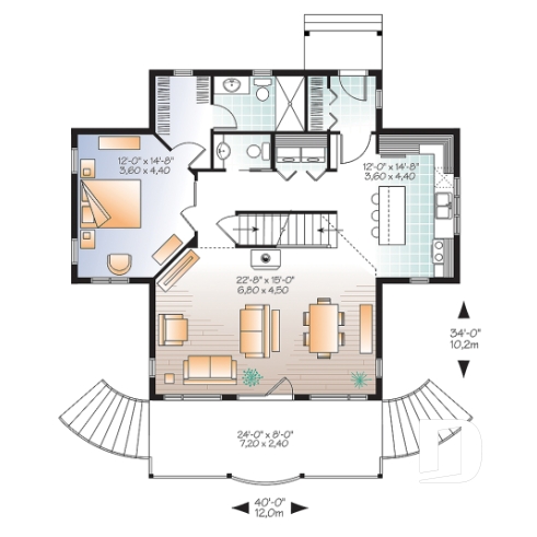 Rez-de-chaussée - Plan de maison / chalet, superbe suite des maîtres au rdc, plancher ouvert, mezzanine, fondation rez-de-jardin - Drummond Vistas