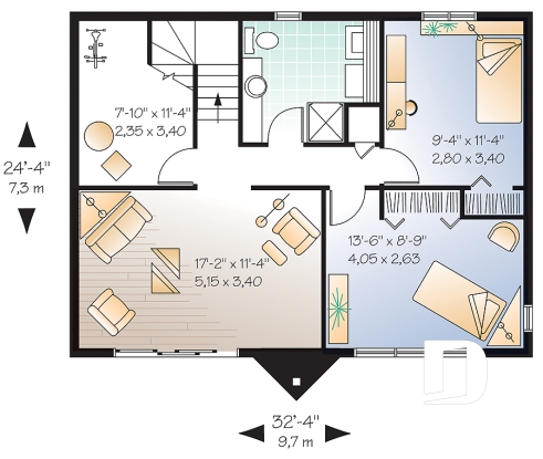 Sous-sol - Modèle de chalet avec plancher 1 à 3 chambres, vue panoramique, espace ouvert, grand foyer & superbe terrasse - Massif