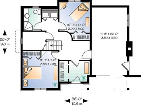 Sous-sol - Plan de chalet de ski, plancher inversé avec chambre au sous-sol et espace commun au rez-de-chaussée - Charleston
