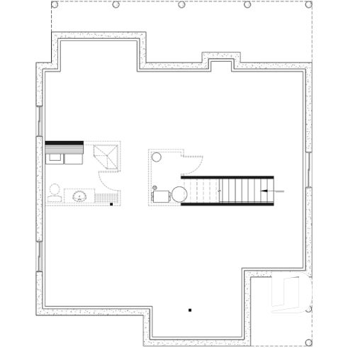 Sous-sol - Plan de maison chalet nordique – 3 chambres, mezzanine et foyer au cœur du salon - Charlemagne 5