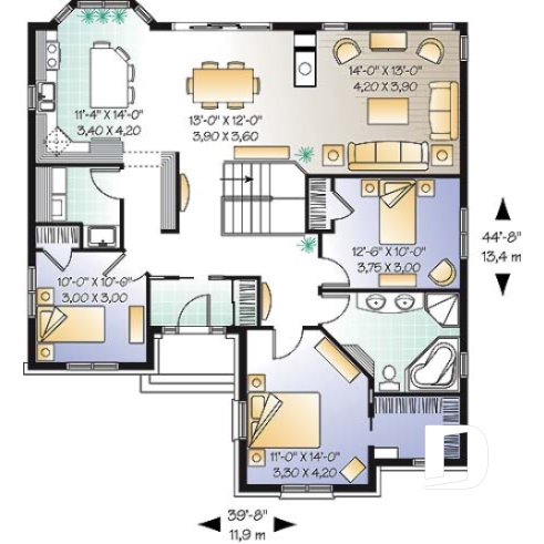 Rez-de-chaussée - Bungalow 3 chambres, superbe secteur cuisine, salle à manger et salon avec foyer central, buanderie - Plymouth