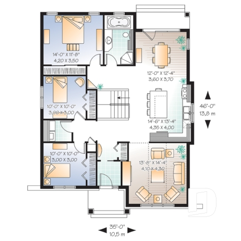 Rez-de-chaussée - Petit bungalow, espace optimisé, style champêtre, 3 chambres, vaste cuisine - Keystone