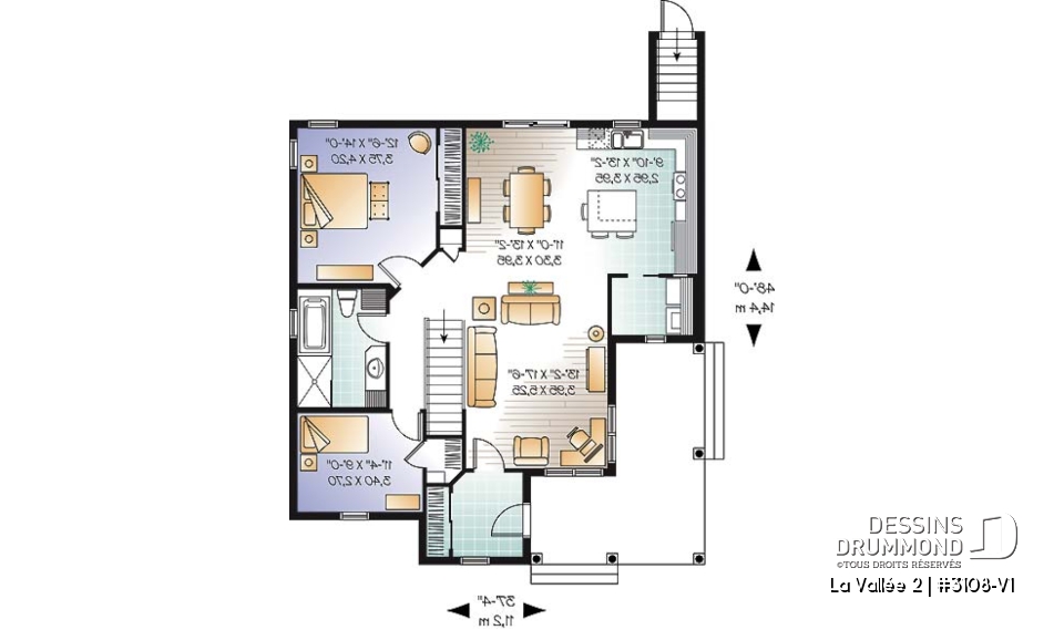 Rez-de-chaussée - Plan de plain-pied champêtre, 5 chambres dont 2 au rez-de-chaussée, salle de jeux, aire ouverte - La Vallée 2