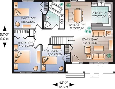 Rez-de-chaussée - Modèle abordable de 3 chambres avec bain et douche séparés à la salle de bain - Selma
