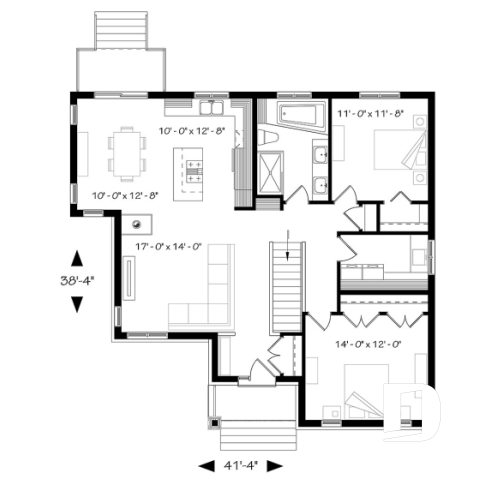 Rez-de-chaussée - Plan de plain-pied champêtre, 2 chambres, foyer triple face, grande buanderie, plancher convivial - Alice 4