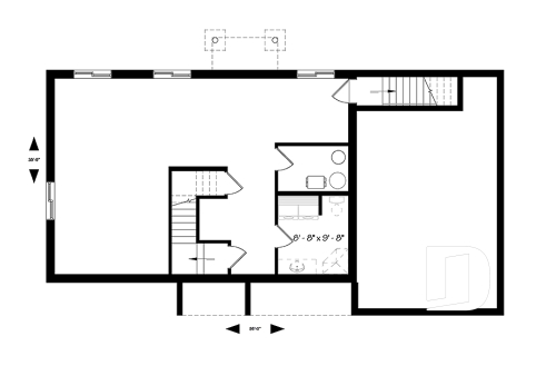Sous-sol - Plain-pied champêtre avec garage, grande cuisine avec îlot central, 2 chambres, accès au sous-sol via garage - Miranda 4