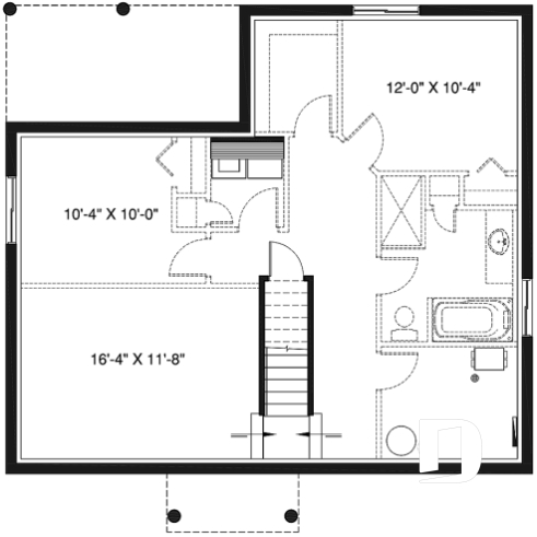Sous-sol - Plan de plain-pied économique avec 3 chambres au rez-de-chaussée, possibilités de 2 chambres au sous-sol - Miranda 5