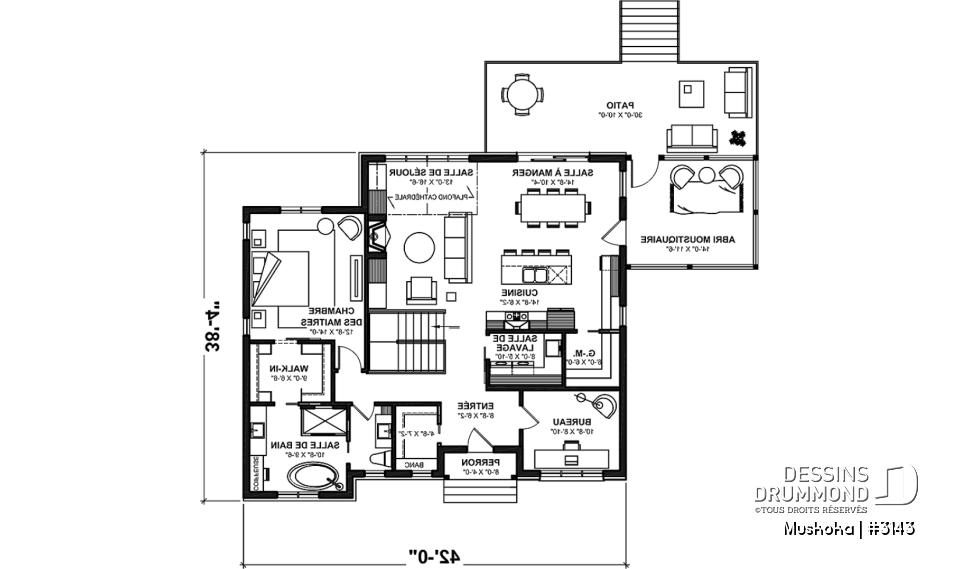 Rez-de-chaussée - Plain-pied Farmhouse 1 à 4 chambres, bureau, cuisine avec garde-manger, finition sous-sol optionnelle ($) - Muskoka