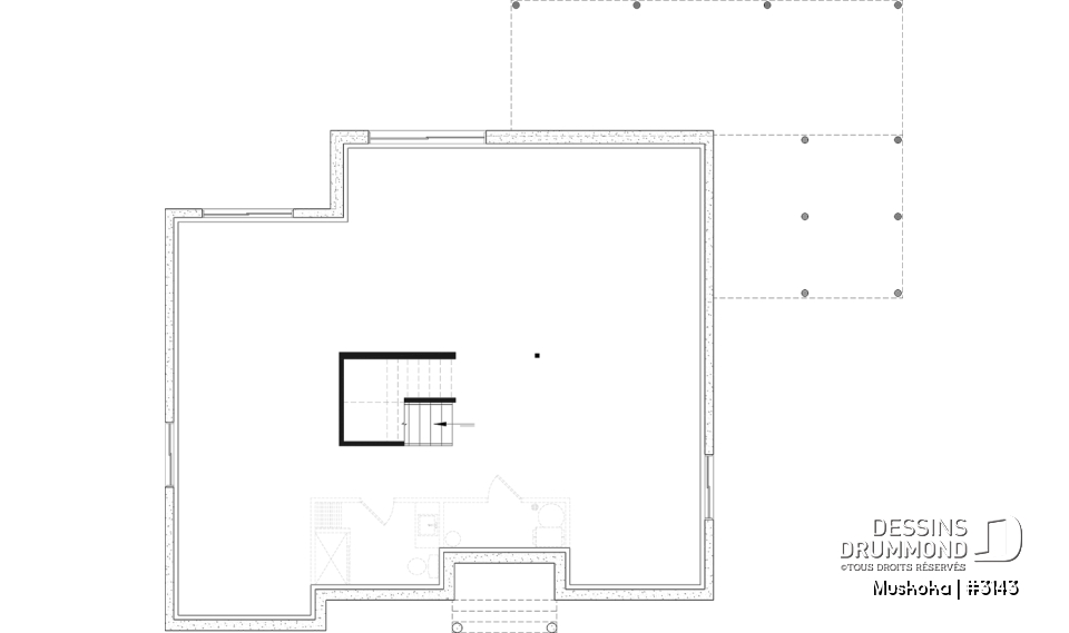 Sous-sol aménageable - Plain-pied Farmhouse 1 à 4 chambres, bureau, cuisine avec garde-manger, finition sous-sol optionnelle ($) - Muskoka