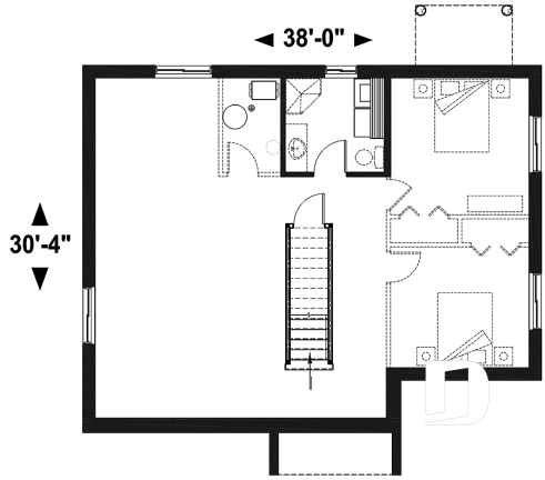 Sous-sol - Plan maison 2 à 4 chambre, sous-sol fini optionnel ($), plafond cathédral, foyer, vestibule fermé, walk-in - Barrington