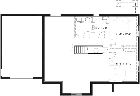 Sous-sol - Plan de maison de plain-pied 2 chambres avec garage, vestiaire et salle de lavage, aire ouverte - Aspen Creek 2