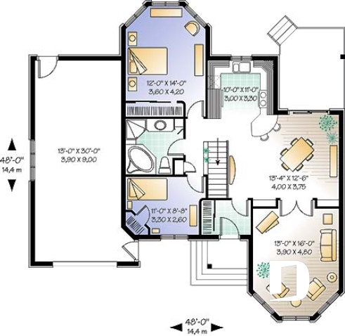 Rez-de-chaussée - Bungalow à l'Européenne, ch. des maîtres bien fenêtrée, plafond cathédrale - Tournemire
