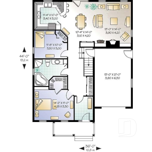 Rez-de-chaussée - Modèle 1 étage avec garage, vestibule, 2 chambres, cuisine, salle à dîner et salon à l'arrière, foyer - Hazelwood