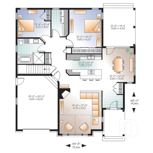 Rez-de-chaussée - Plain-pied de style Craftsman, 2 chambres, sous-sol aménageable et garage - La Romaine 3