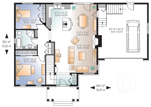 Rez-de-chaussée - Plain-pied de style Craftsman, espace ouvert, foyer, garage double avec accès maison et sous-sol - Levis 2