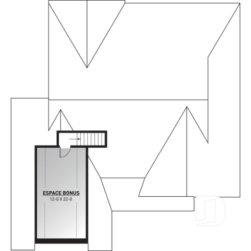 Espace boni - Plan de plain-pied avec garage double, cuisine et salon aménagés à l'arrière, grande terrasse abritée - Jennifer