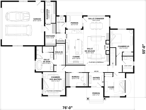 Rez-de-chaussée (Optionel $) - Plan résidentiel de type plain-pied moderne, superbe suite parentale, garage double et options de fondation - Andrews 2