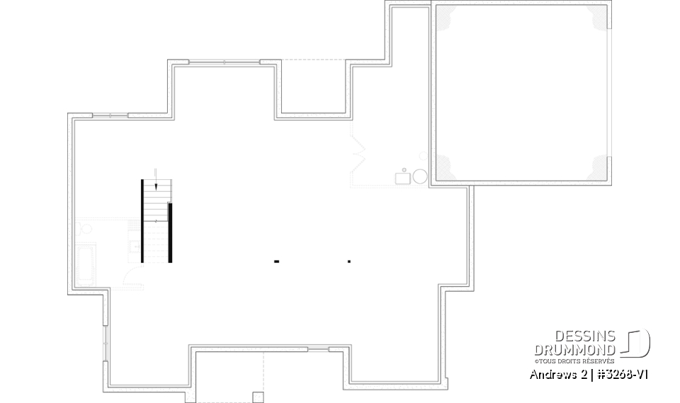 Sous-sol aménageable (Optionel $) - Plan résidentiel de type plain-pied moderne, superbe suite parentale, garage double et options de fondation - Andrews 2