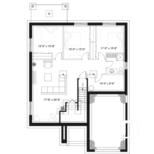 Sous-sol - Plan de plain-pied moderne, garage, 2 chambres, plafond 9', garde-manger, buanderie au premier - La Seine 2