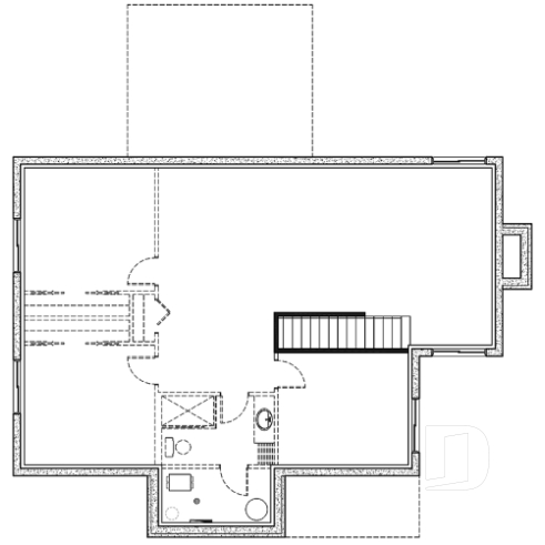 Sous-sol aménageable - Plan de maison scandinave, 2 chambres, suite des maîtres, plafond 9', grande terrasse couverte, aire ouverte - Hygge 2