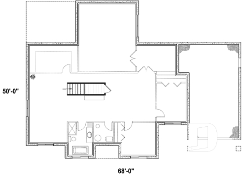 Sous-sol - Plan de maison farmhouse moderne plain-pied, 3 chambres, garage, conçu pour Ludovick Bourgeois - Maple Way 2