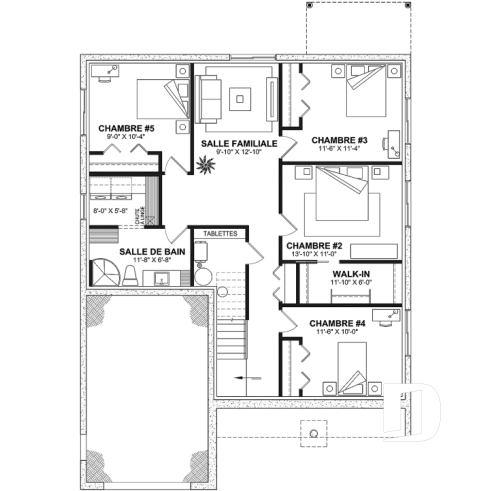 Sous-sol aménagé (Optionel $) - Plan de farmhouse compacte proposant 2 à 6 chambres, aire ouverte, bureau, sous-sol aménagé (optionnel $) - Urban Valley 4