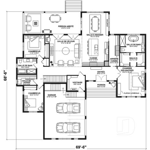 Rez-de-chaussée - Plain-pied Farmhouse, garage double, suite parentale avec 2 walk-ins, arrière cuisine, vestiaire - Country Side 2