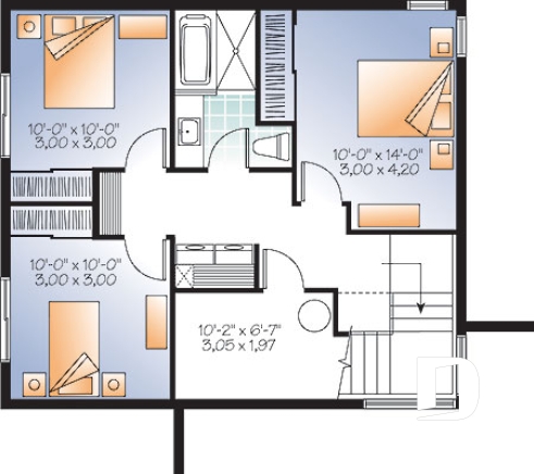 Sous-sol - Plan de maison contemporaine lumineuse, petit budget, 3 chambres, garde-manger, grande douche - Phénix