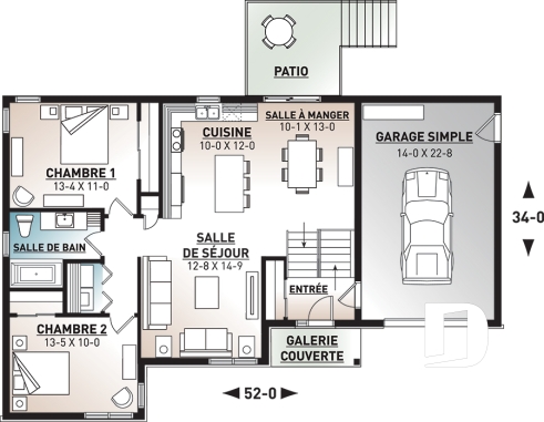 Rez-de-chaussée - Plain-pied contemporain avec entrée split, garage attaché, 2 chambre, buanderie, coûts abordables - Hautbois 6